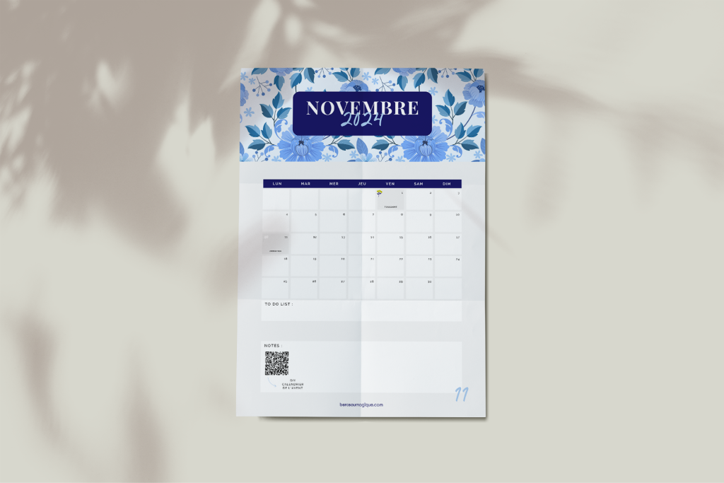 Calendrier novembre 2024 à imprimer